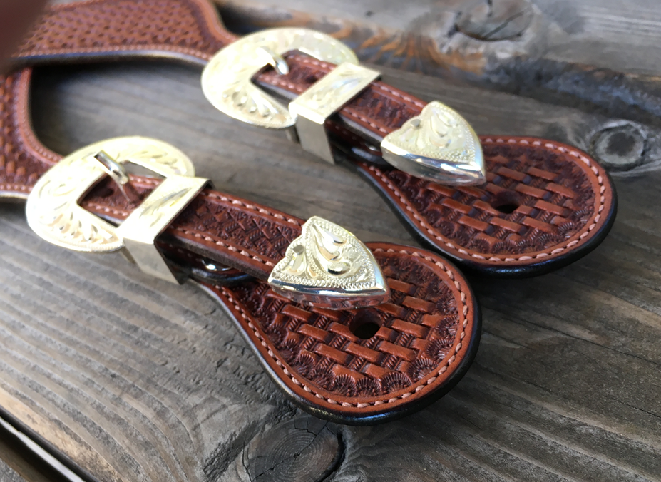 Spur Strap #100 Ladies Basket Tooled Straps