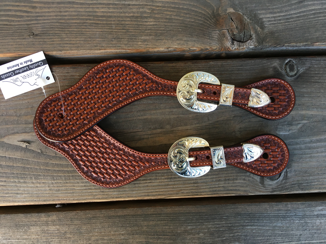 Spur Strap #100 Ladies Basket Tooled Straps