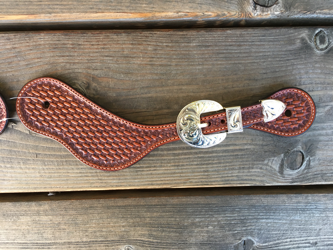 Spur Strap #100 Ladies Basket Tooled Straps