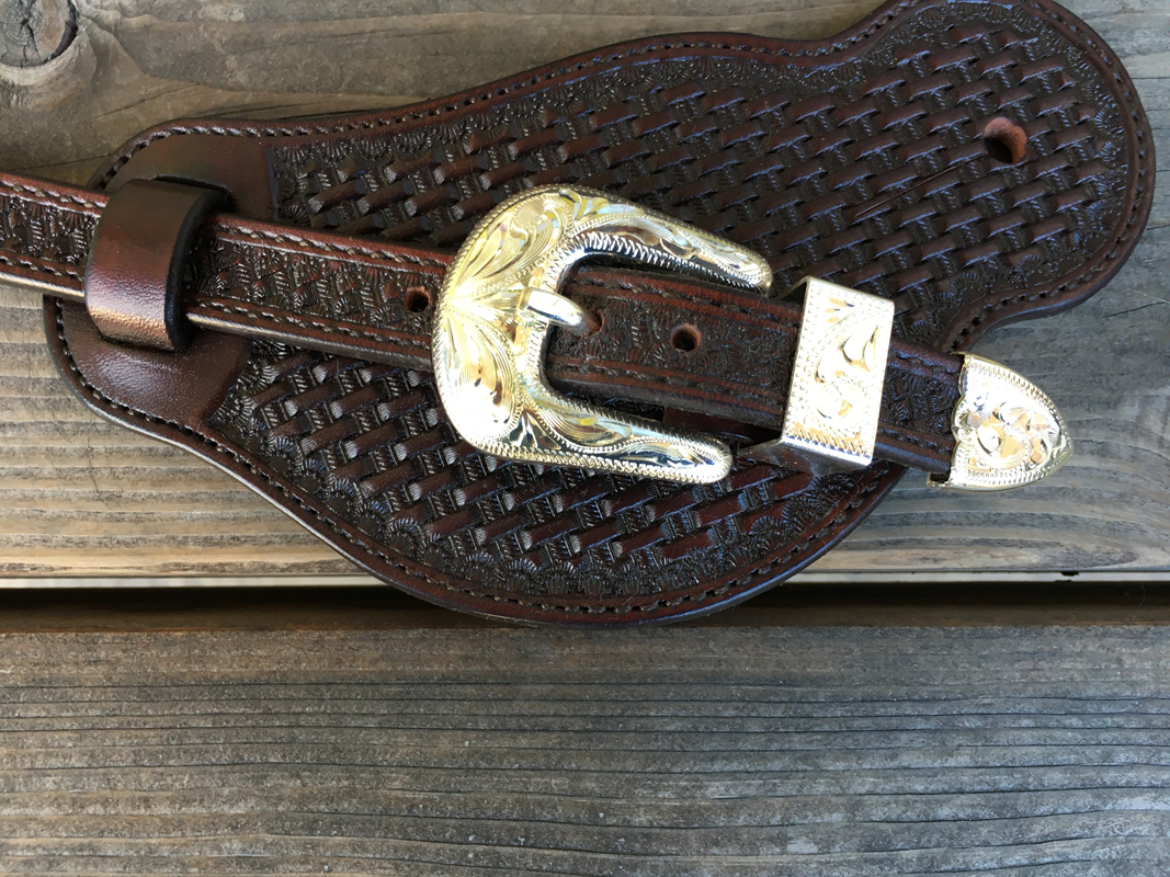 Spur Strap #101 Hombres Brown Basket Tooled Straps
