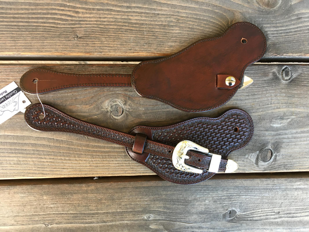 Spur Strap #101 Hombres Brown Basket Tooled Straps
