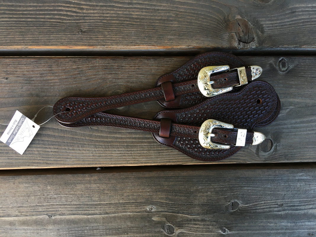 Spur Strap #101 Hombres Brown Basket Tooled Straps