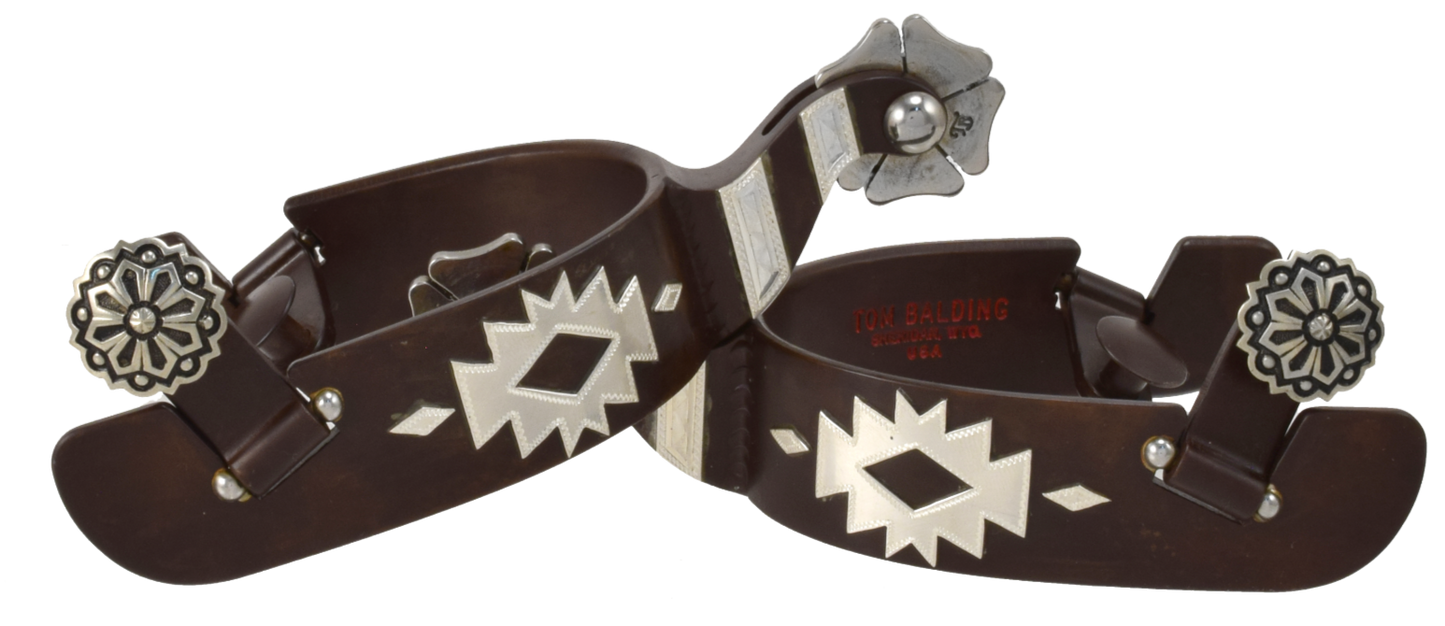Шпора № 69 с серебряной гравировкой Aztec Diamond Brown Finish