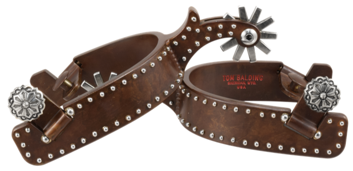 Equestrian Spur # 48 Bande de style Texas avec finition marron par Tom Balding Horse Tack