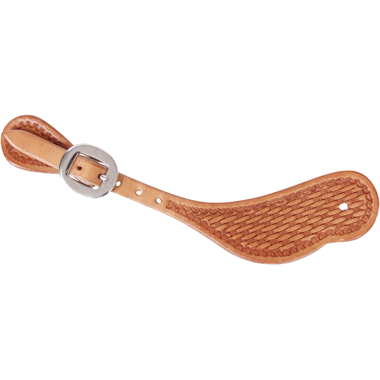 Spur Strap #18 Natural Leather With Basket Stamping - Ladies