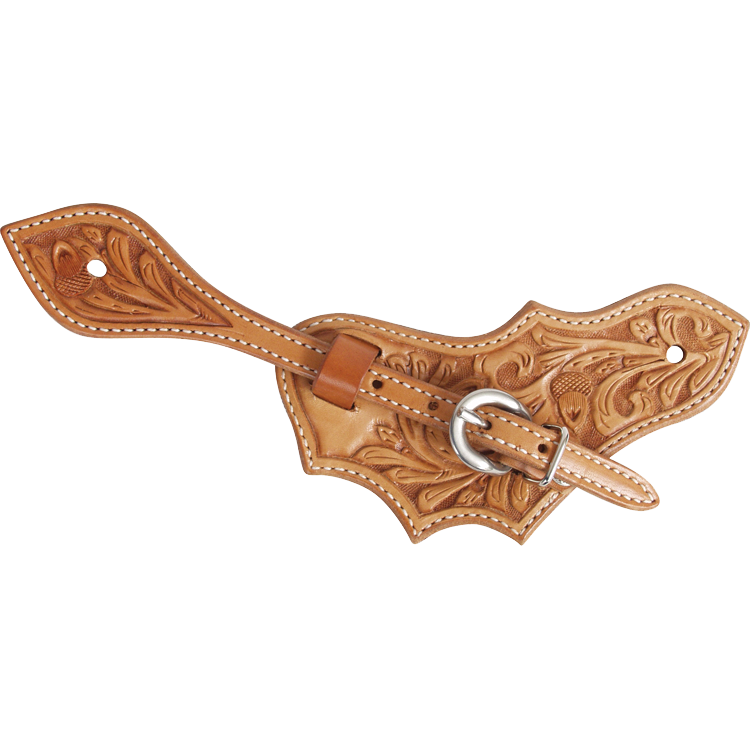 Spur Strap #15 Oak Leaf Leather Strap With Acorn Tooling - Ladies