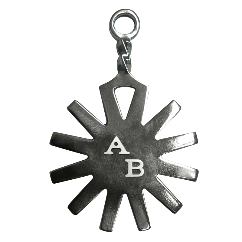 Customizable Flat Spur Rowel Key Ring - Stainless