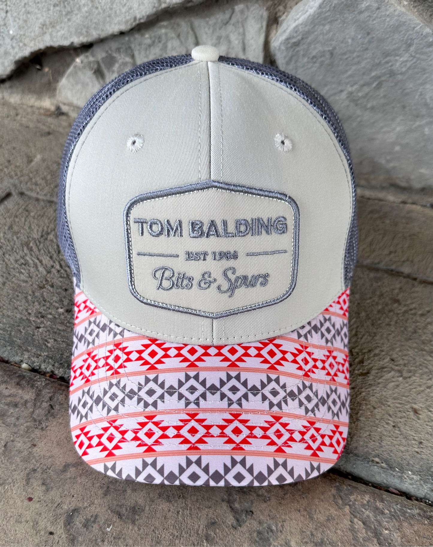 Cap #51 NEW Tan & Grey with Aztec Bill Cap