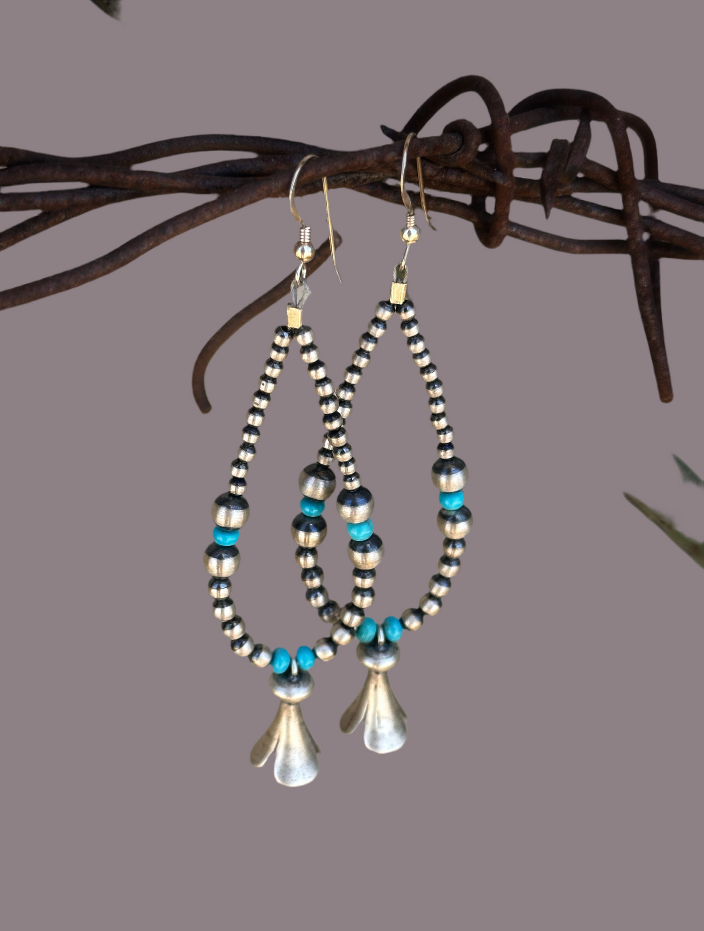 Pendientes Navajo perla y turquesa