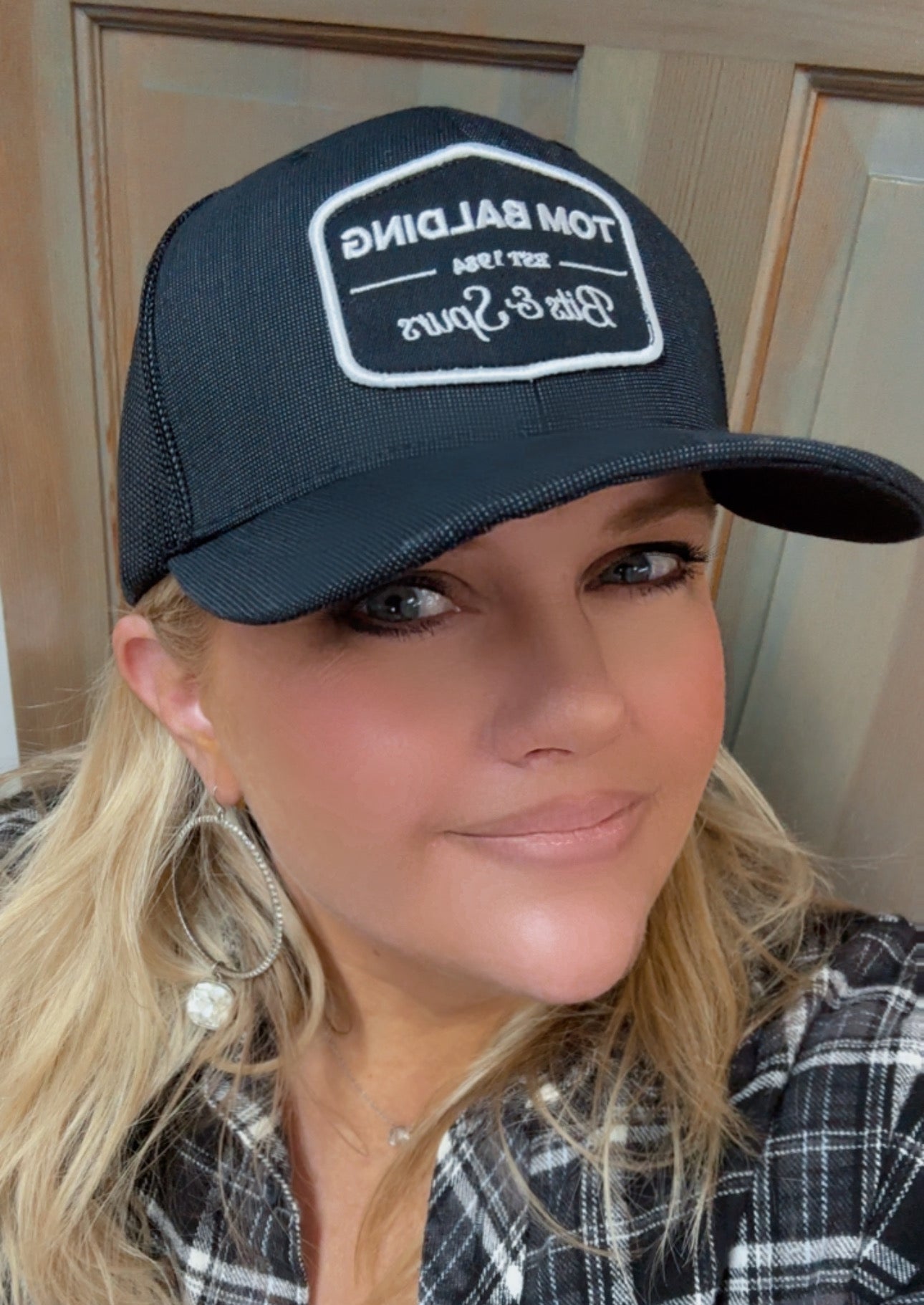 Cap #33 NEW Black Suit Herringbone with Patch Classic Mesh Back Cap