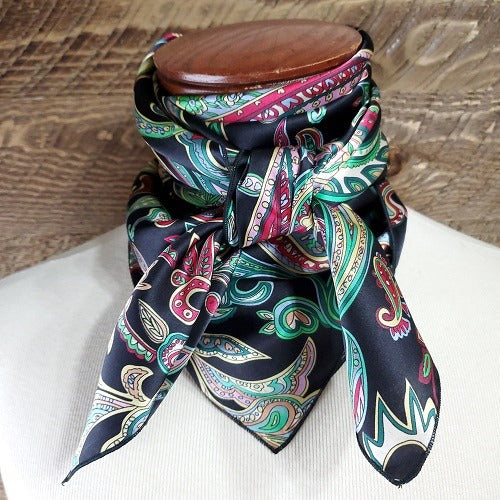 Silk Wild Rag Pattern - Charmeuse Paisley Fiesta Print Scarf
