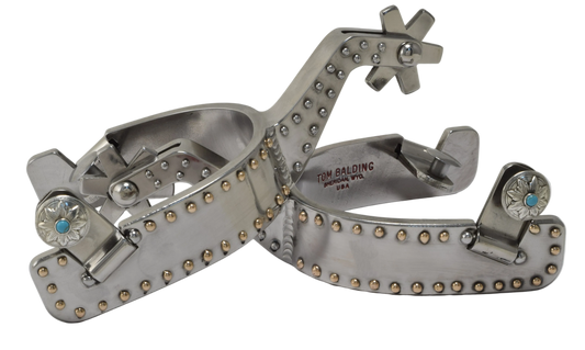 Spur #116 Texas Stainless Spurs Brass & Silver Dots on Shank