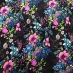 Silk Wild Rag Pattern - Purple & Blue Flowers on Black