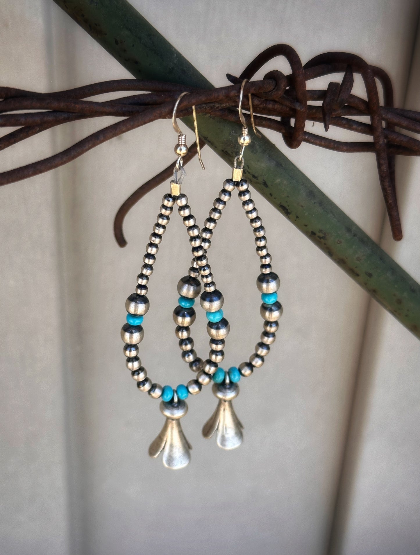 Pendientes Navajo perla y turquesa