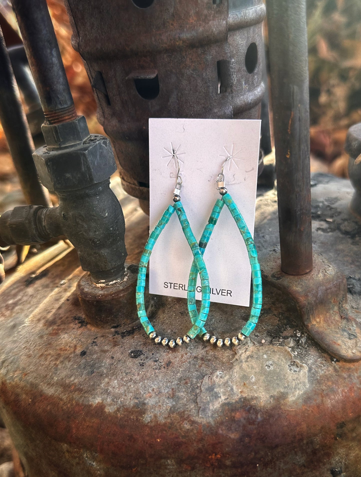 Turquoise Bead & Navajo Pearl Accent Earrings