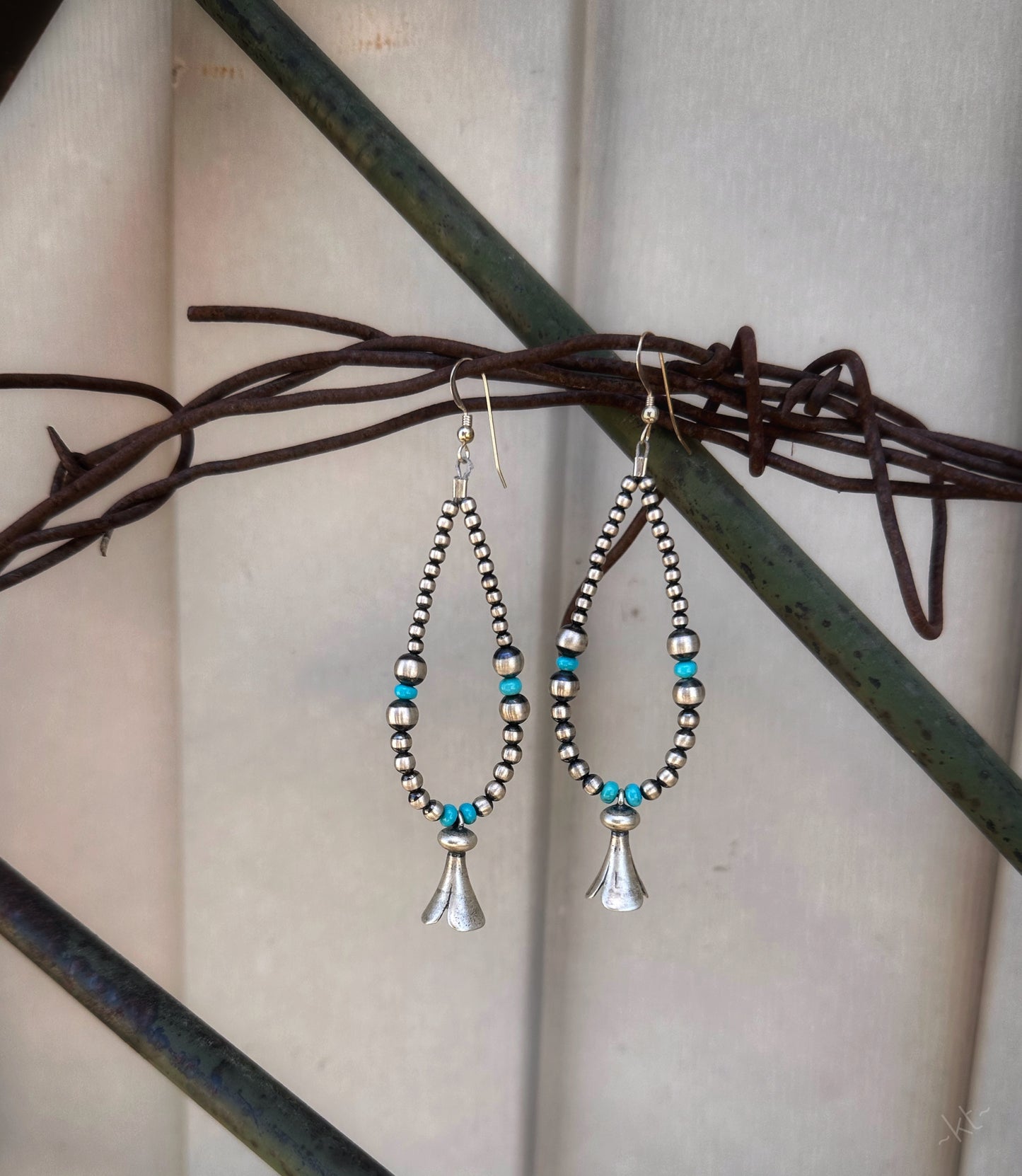 Pendientes Navajo perla y turquesa