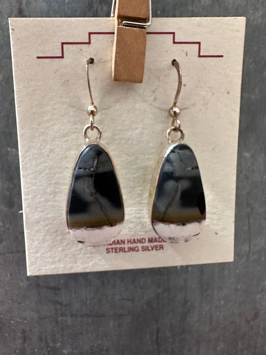 White Buffalo Stone Hook Earrings – Sterling Silver