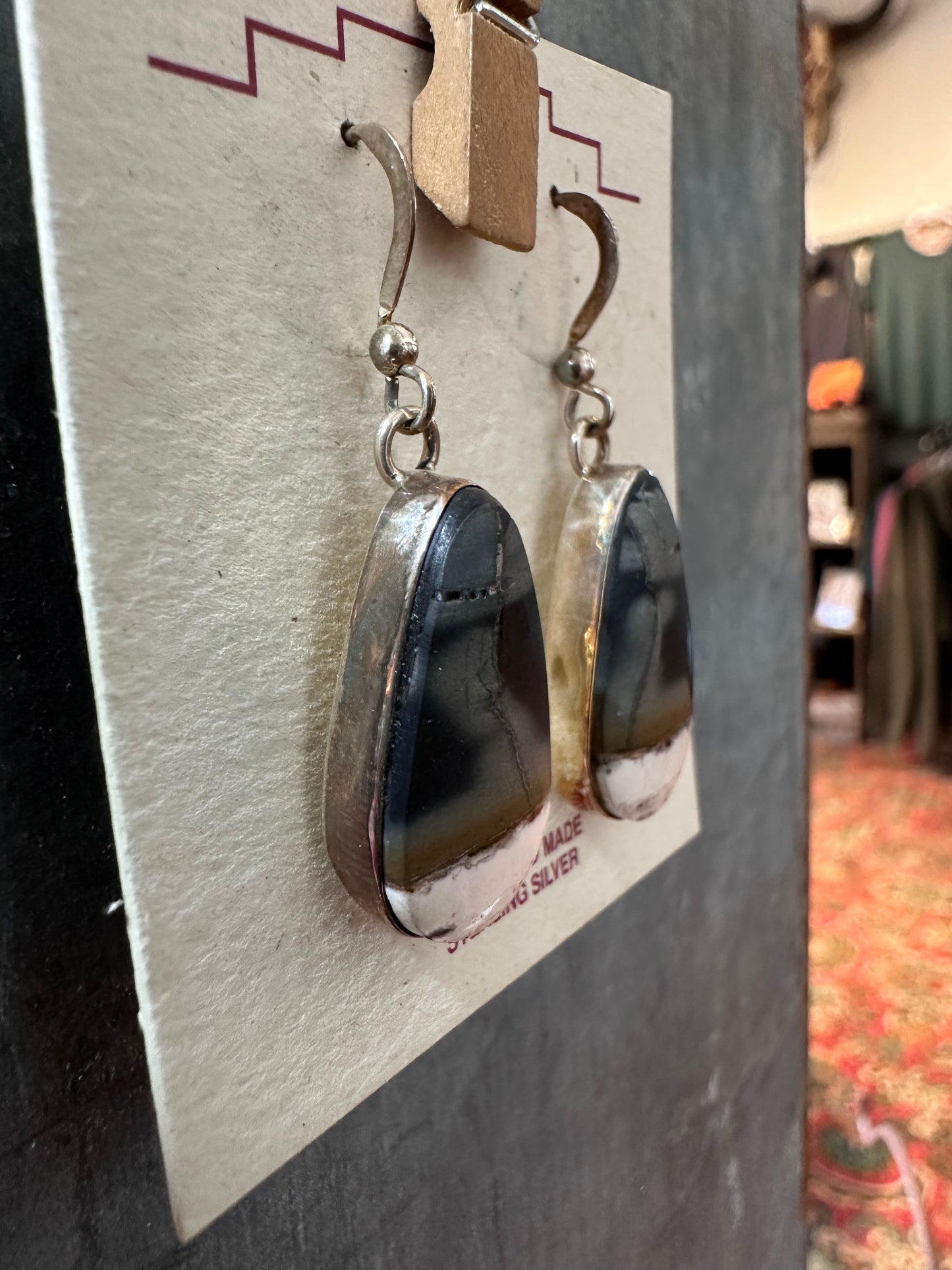 White Buffalo Stone Hook Earrings – Sterling Silver