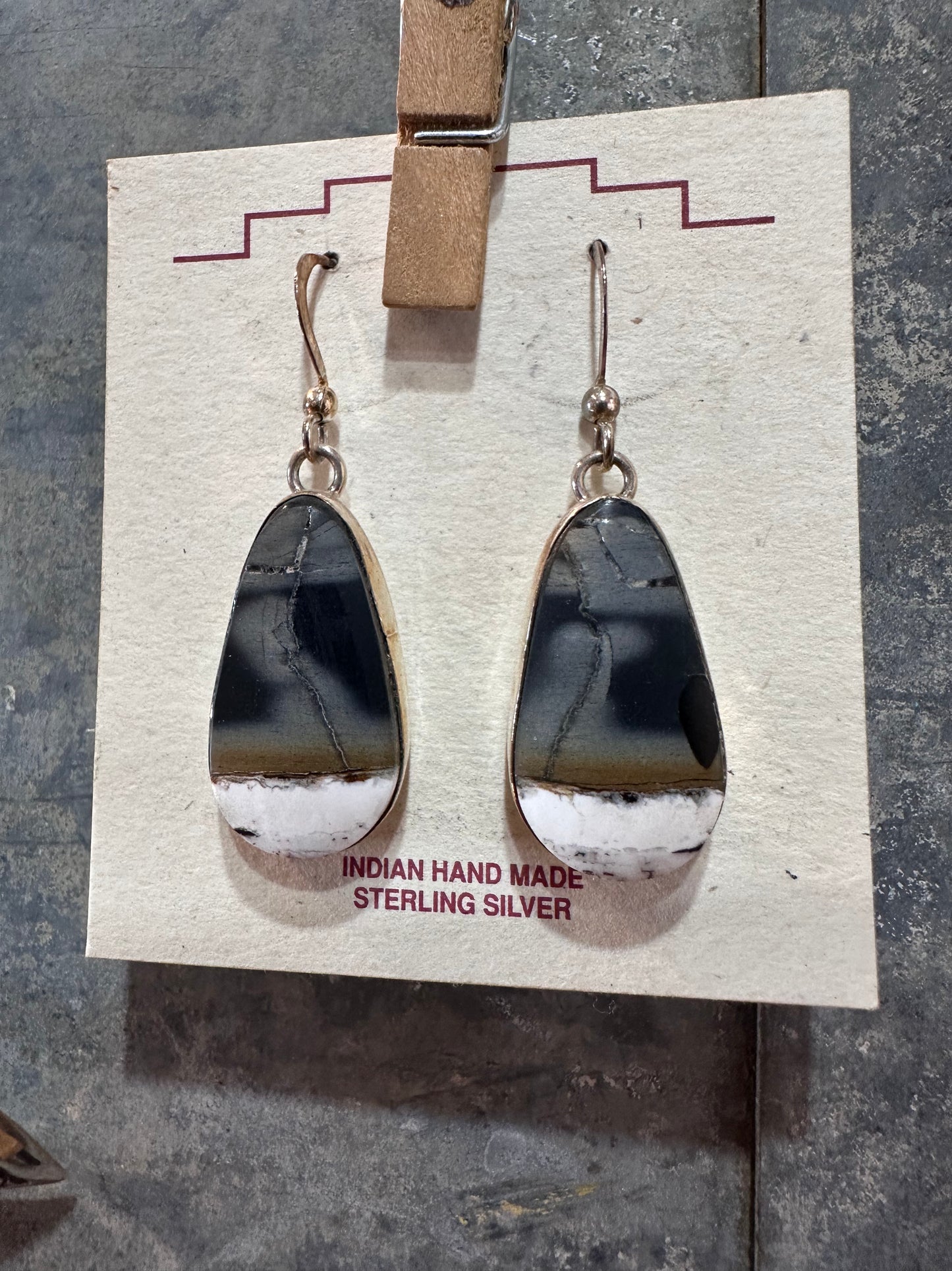 White Buffalo Stone Hook Earrings – Sterling Silver