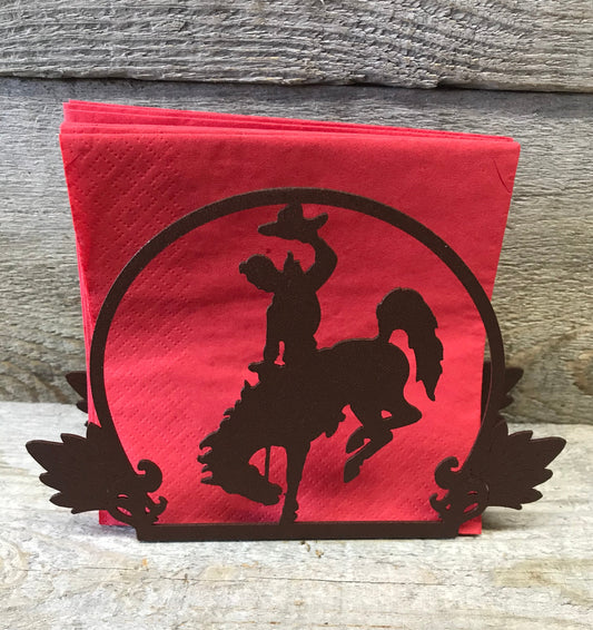 Cutout Bucking Horse Napkin Holder - Brown