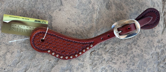 Spur Strap #1004 Chestnut Leather With Basket Stamping & Dots