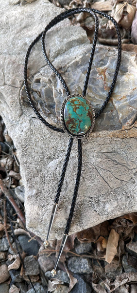 Turquoise Navajo Sterling Silver Bolo Tie – One of a Kind – Tom
