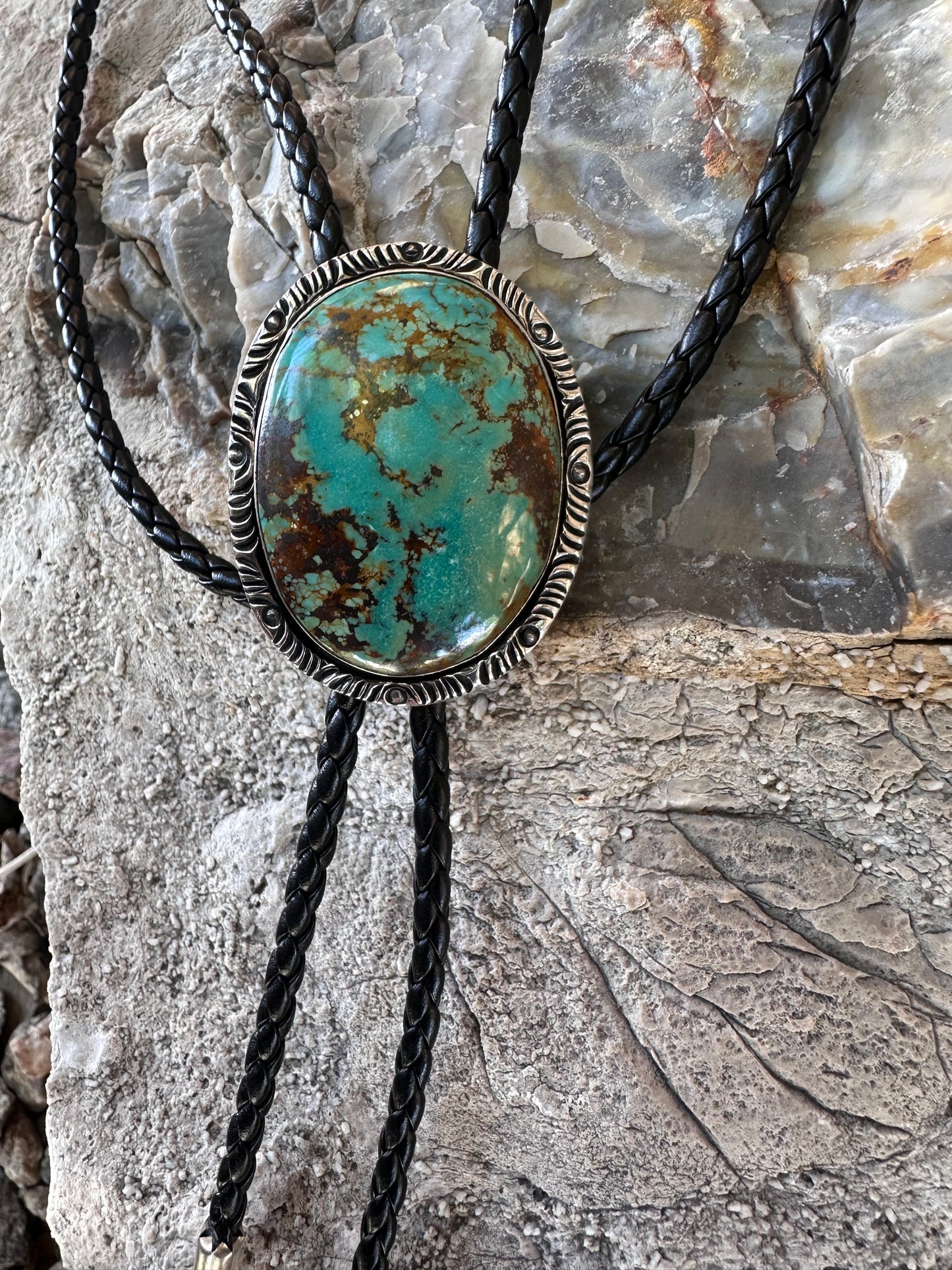 Turkuaz Navajo Sterling Gümüş Bolo Kravat – Eşsiz