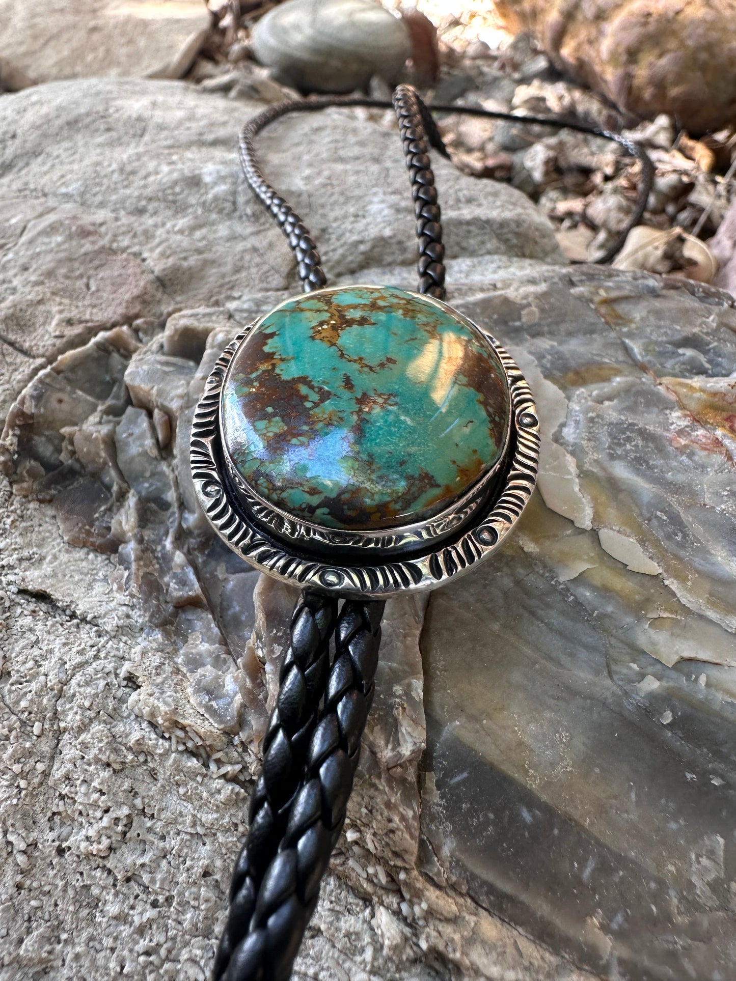 Turkuaz Navajo Sterling Gümüş Bolo Kravat – Eşsiz