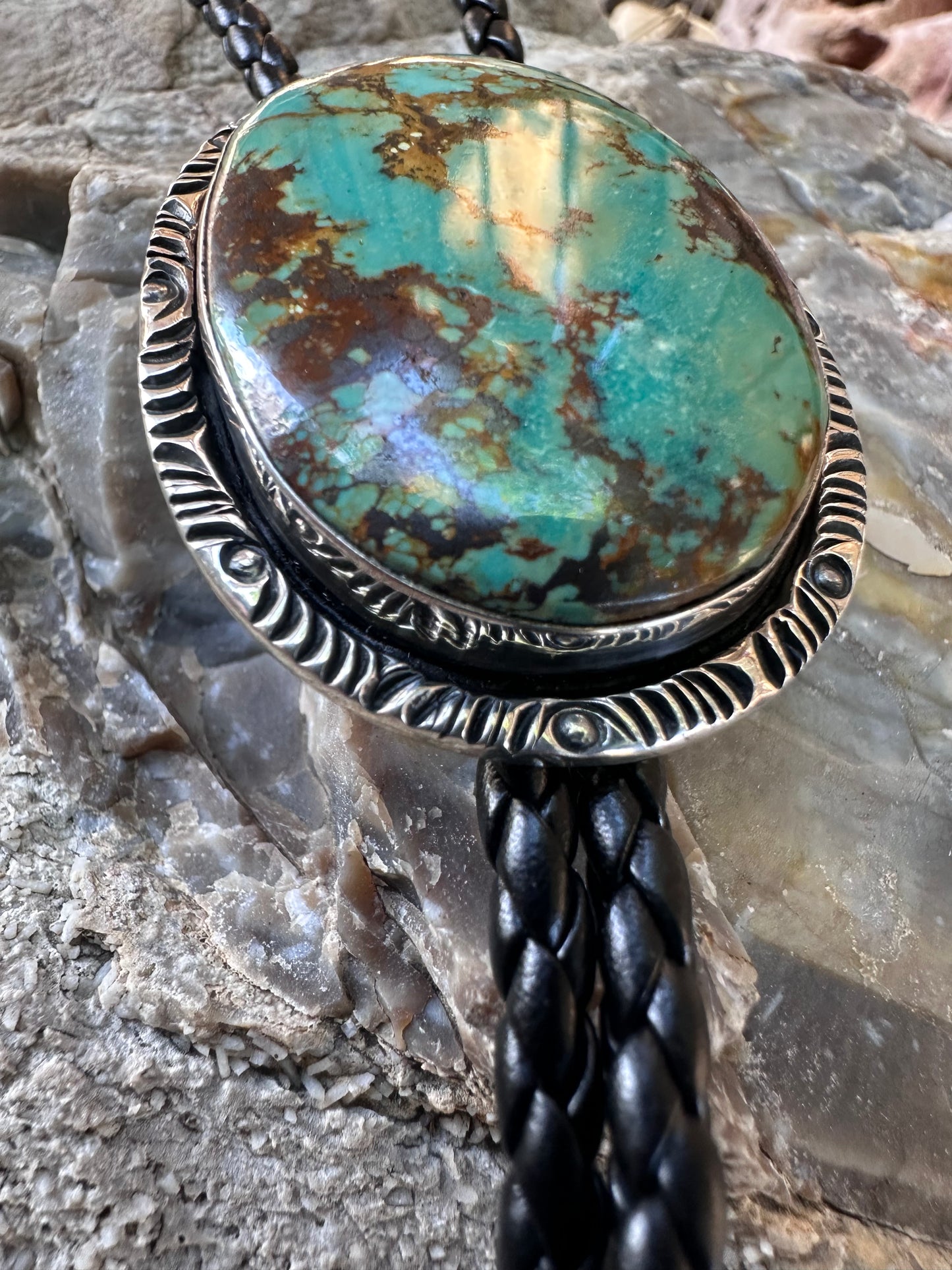 Turkuaz Navajo Sterling Gümüş Bolo Kravat – Eşsiz