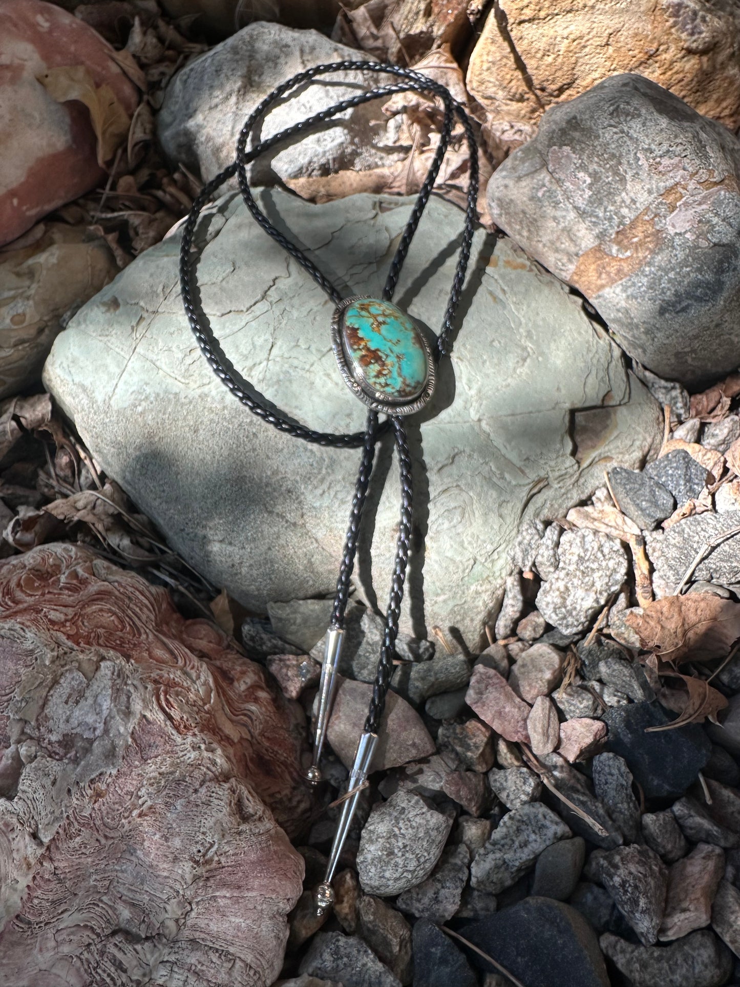Turkuaz Navajo Sterling Gümüş Bolo Kravat – Eşsiz