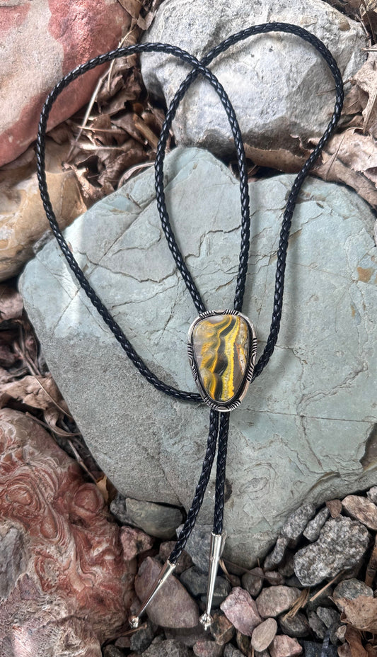 Bumblebee Jasper Navajo Sterling Silver Bolo Tie – One of a Kind