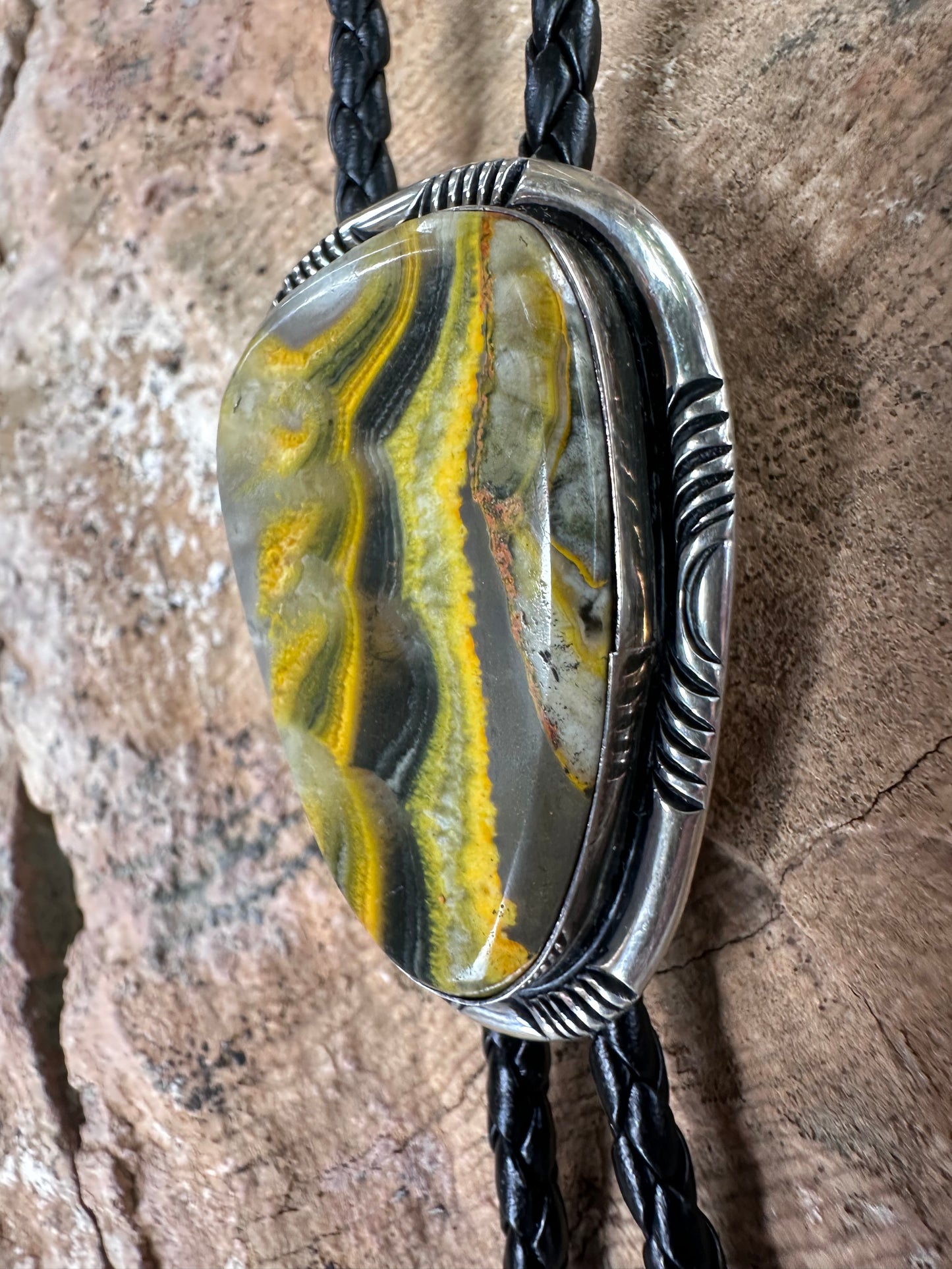Bumblebee Jasper Navajo Sterling Silver Bolo Tie – One of a Kind
