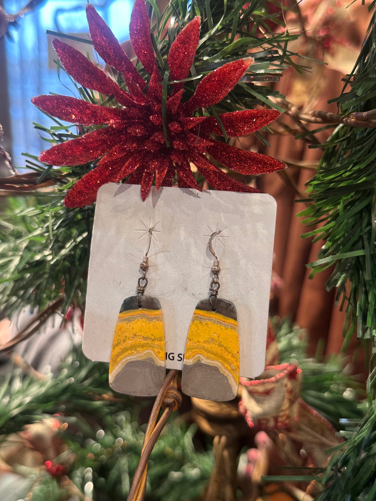 Bumble Bee Slab Hook Earrings