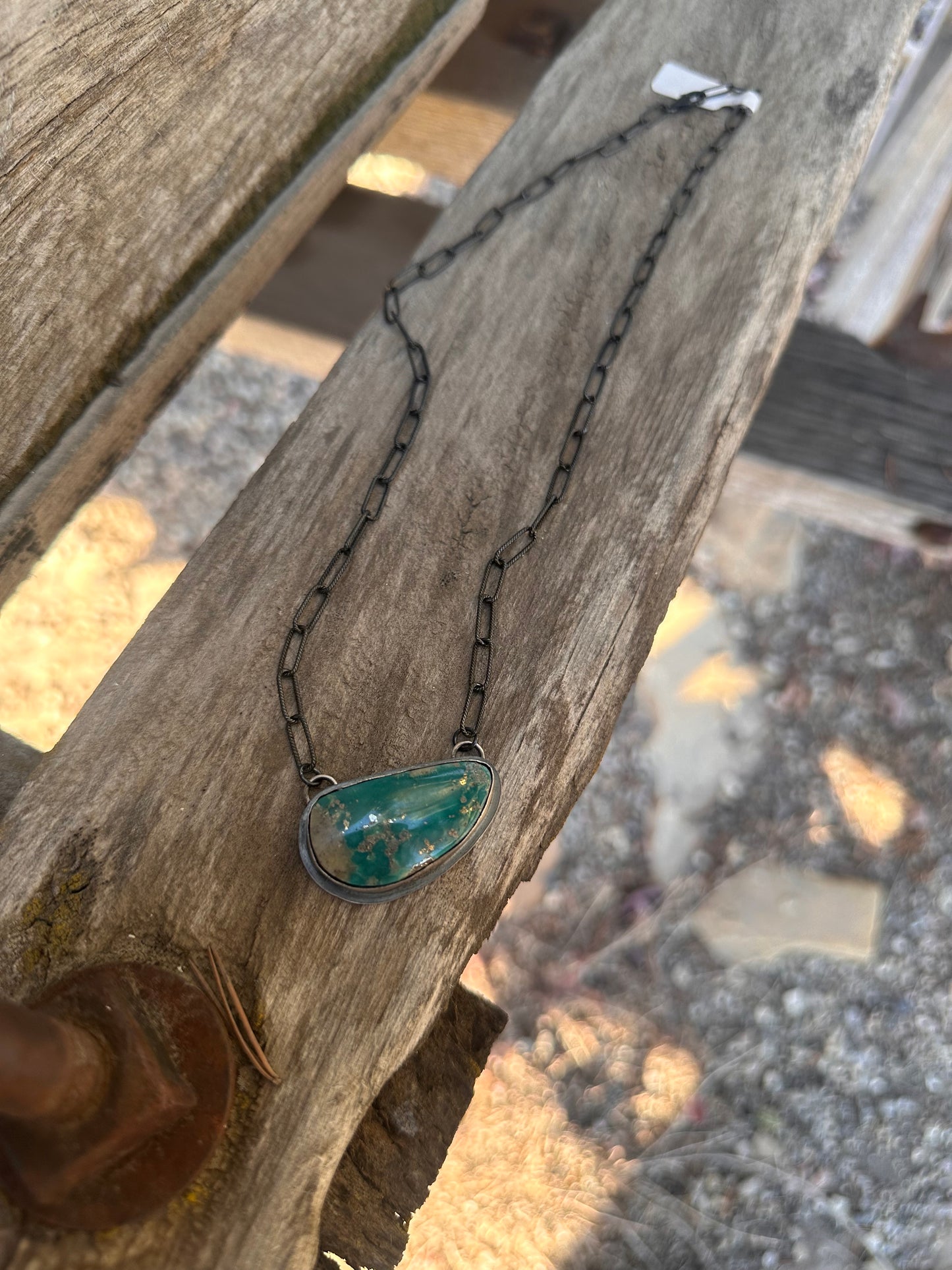 Native American Sterling Silver & Turquoise Pendant Necklace