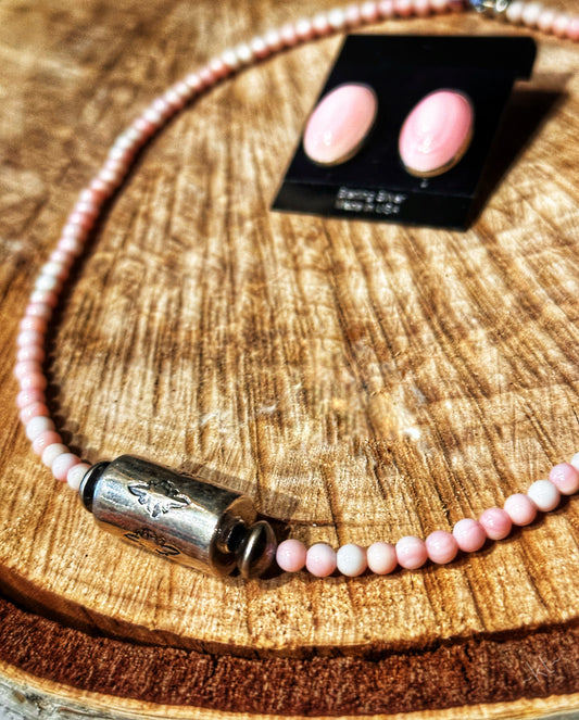 Cadena de plata esterlina de la reina Navajo-turquesa o collar de concha de color rosa (copia)