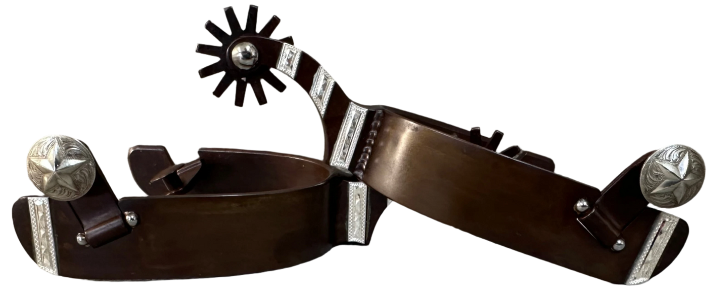 IN STOCK Spur #98 Silver Engraved Bars on Shank & Swingarm - Mens Heelband