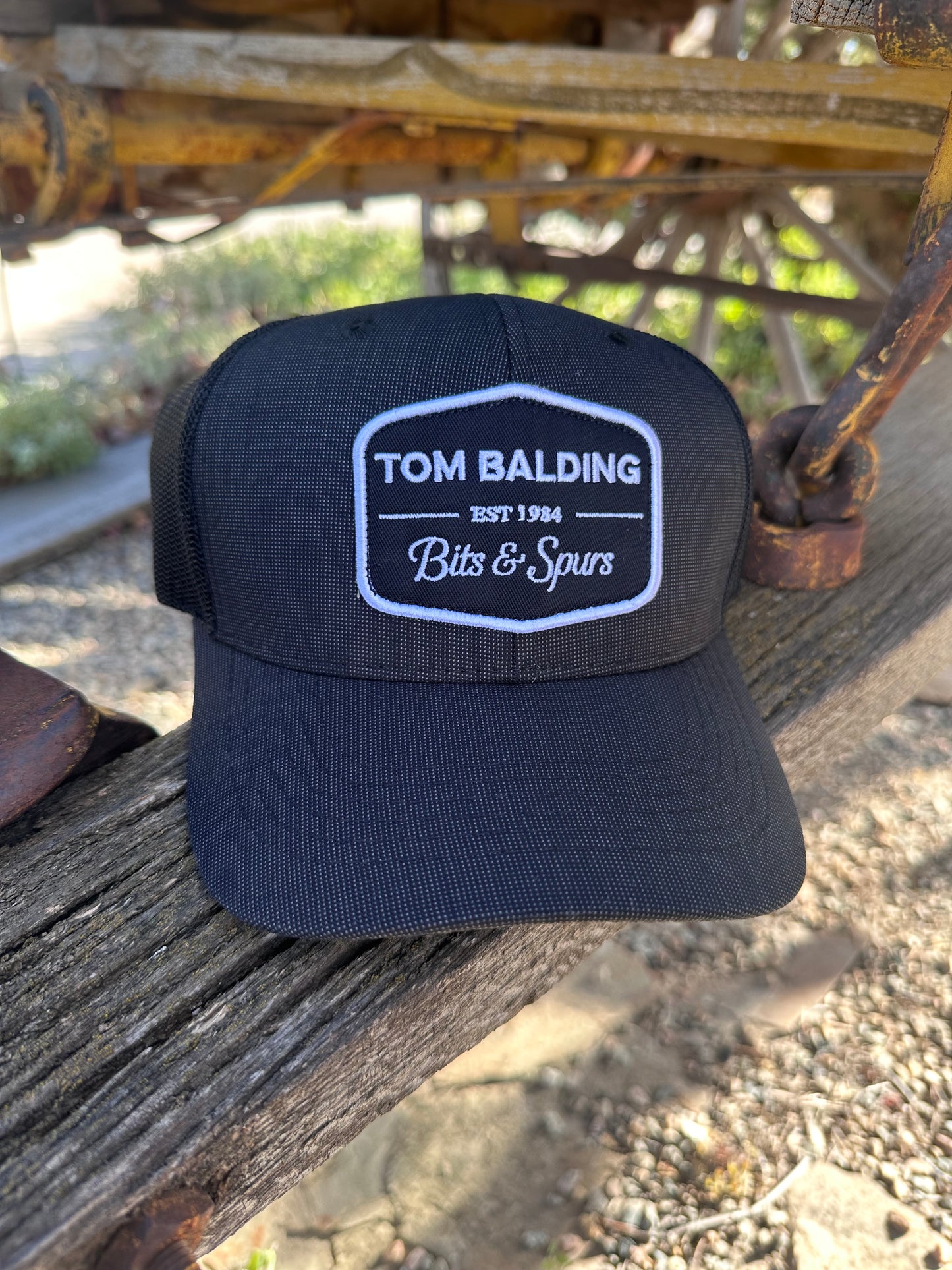 Cap #33 NEW Black Suit Herringbone with Patch Classic Mesh Back Cap