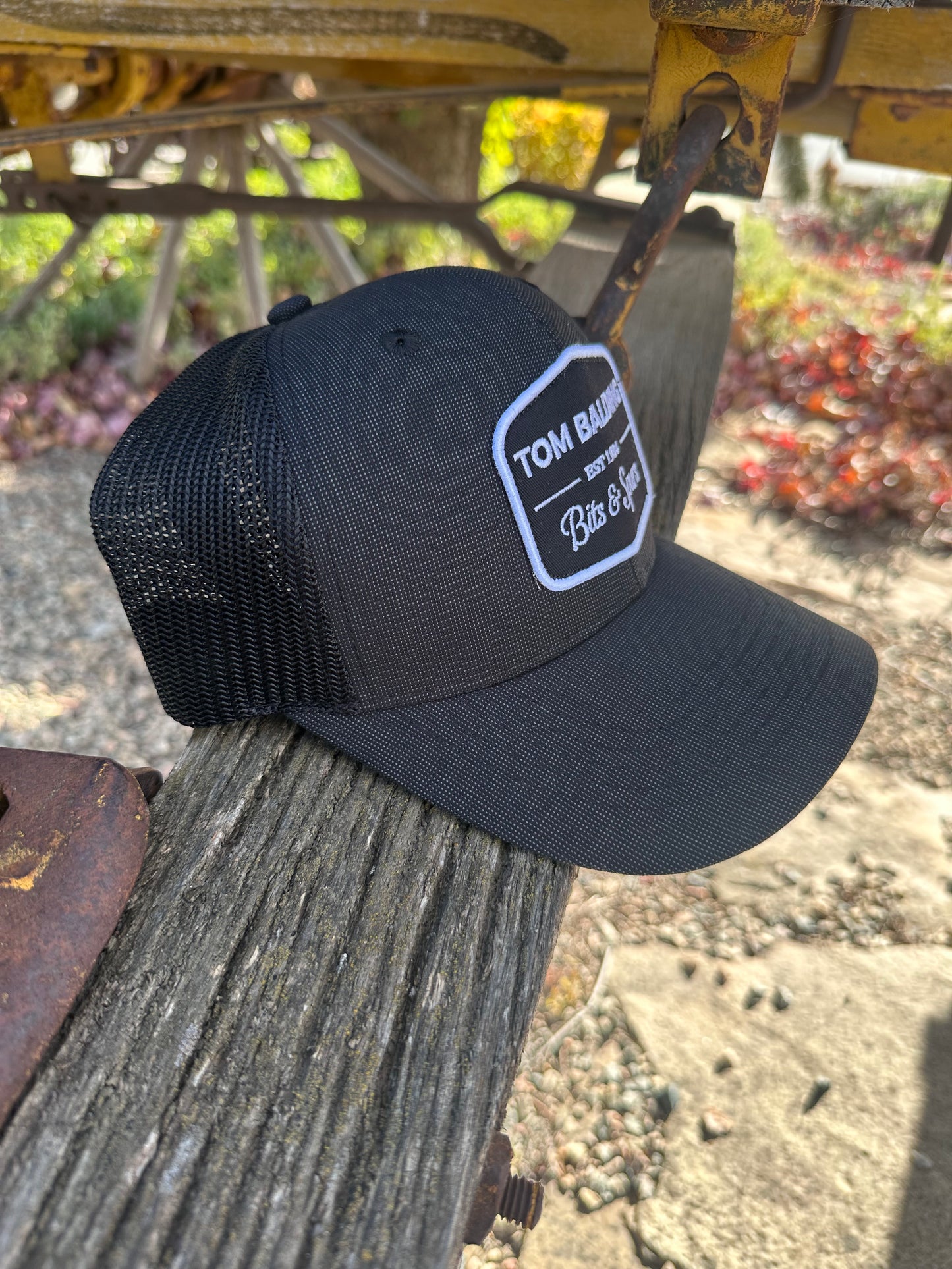 Cap #33 NEW Black Suit Herringbone with Patch Classic Mesh Back Cap