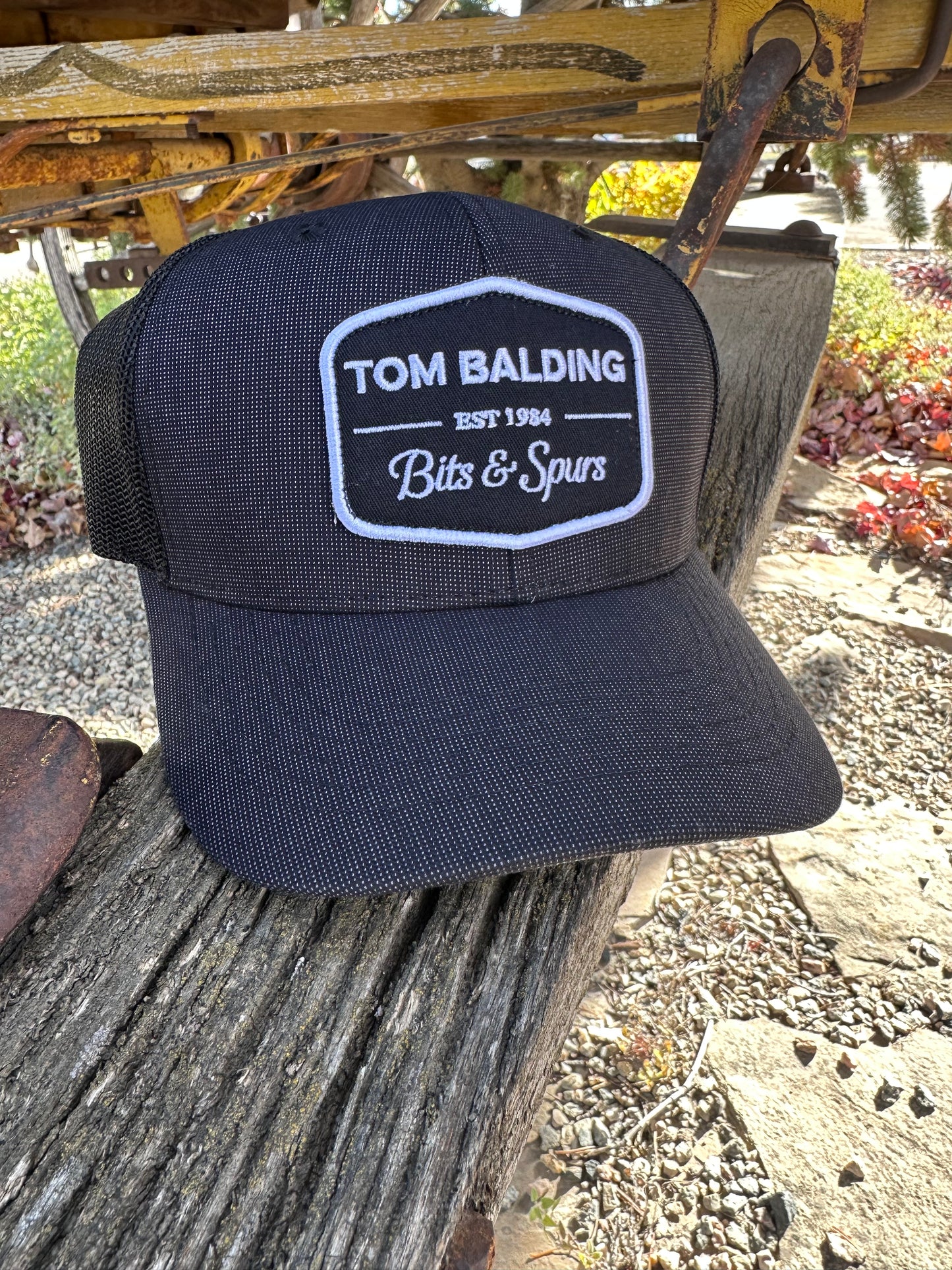 Cap #33 NEW Black Suit Herringbone with Patch Classic Mesh Back Cap