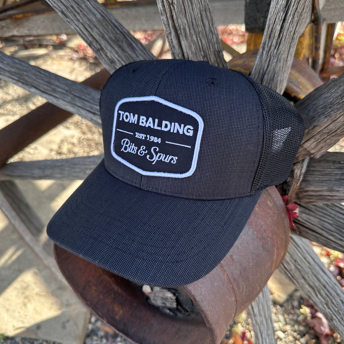 Cap #33 NEW Black Suit Herringbone with Patch Classic Mesh Back Cap