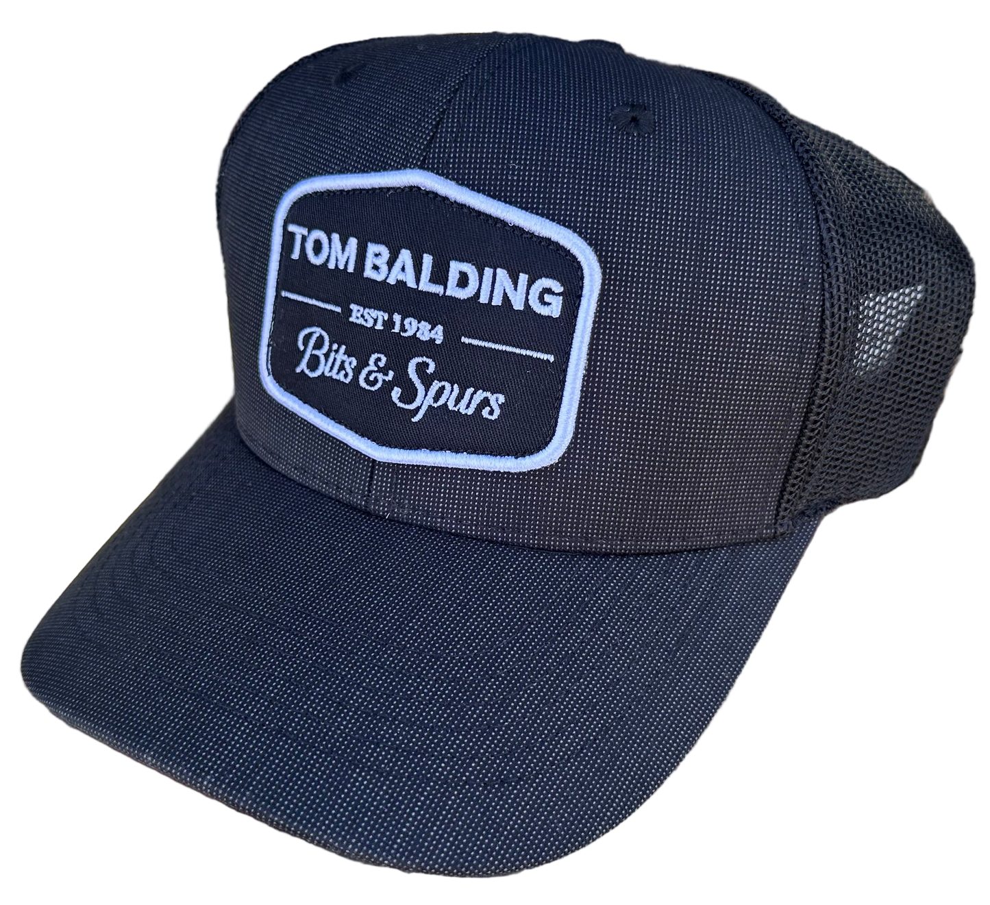 Cap #33 NEW Black Suit Herringbone with Patch Classic Mesh Back Cap