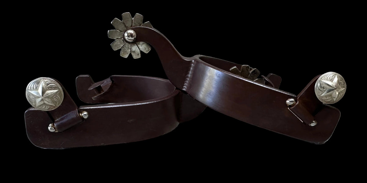 في STOCK LADIES SPUR #130 Silver Floral With Brown Finish