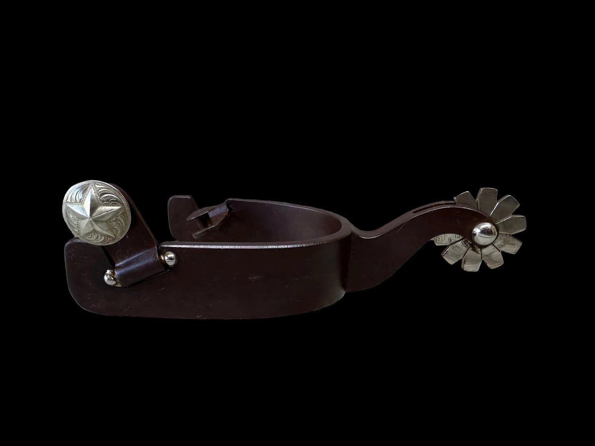 في STOCK LADIES SPUR #130 Silver Floral With Brown Finish