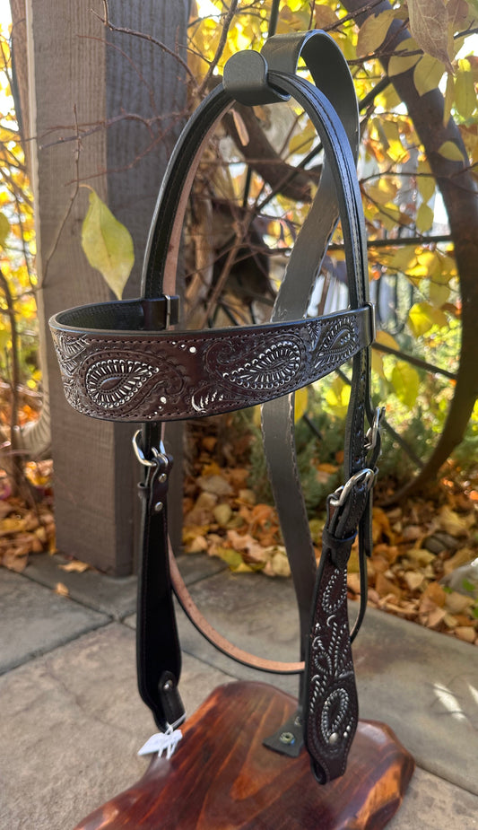 Headstall #112 - Browband Headstall Pena clara e escura