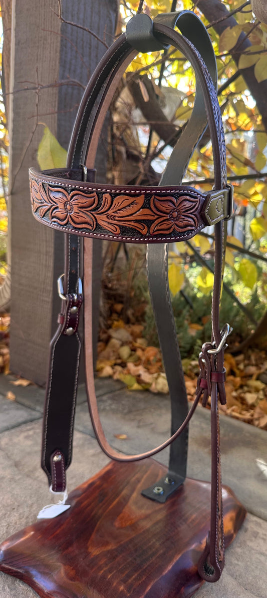 Headstall #112 - Browband Headstall Pena clara e escura