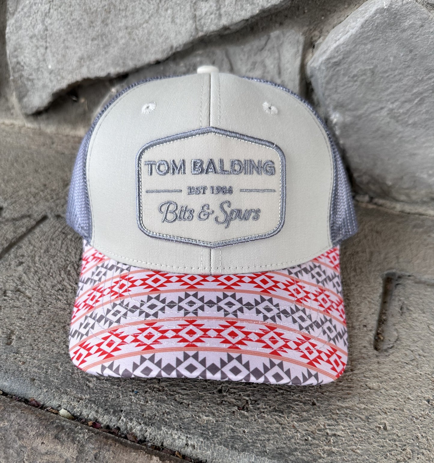 Cap #51 NEW Tan & Grey with Aztec Bill Cap