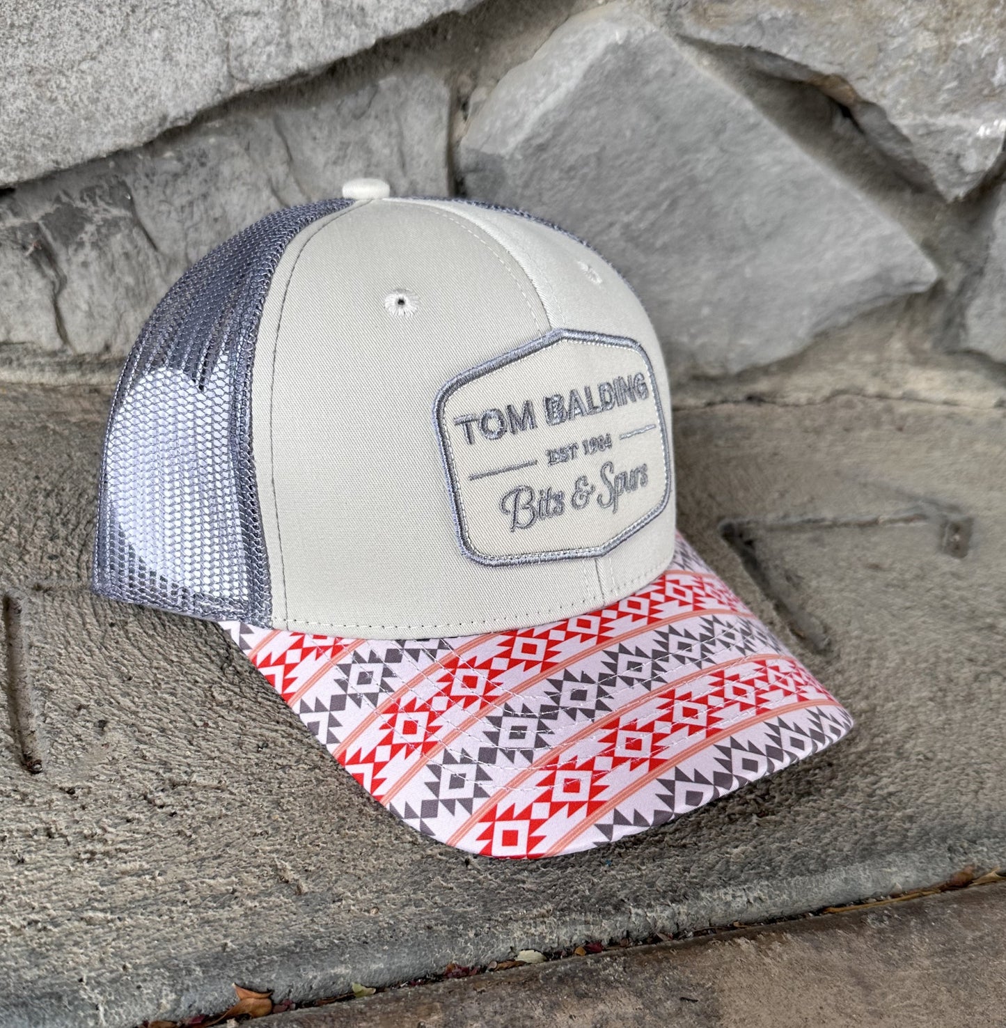 Cap #51 NEW Tan & Grey with Aztec Bill Cap