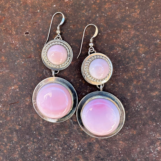 Pink Conch Shell Sterling Silver Hook Earrings