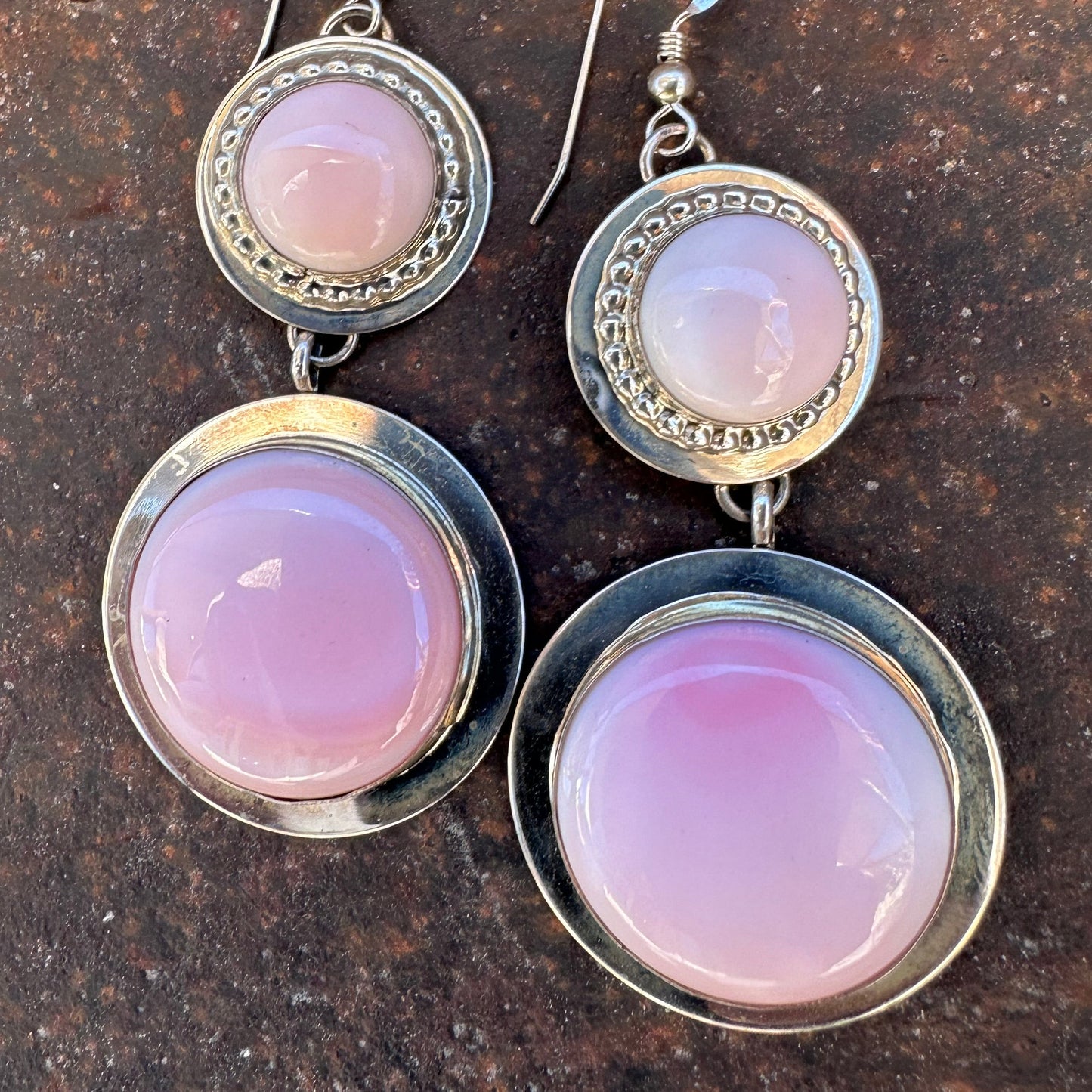 Pink Conch Shell Sterling Silver Hook Earrings