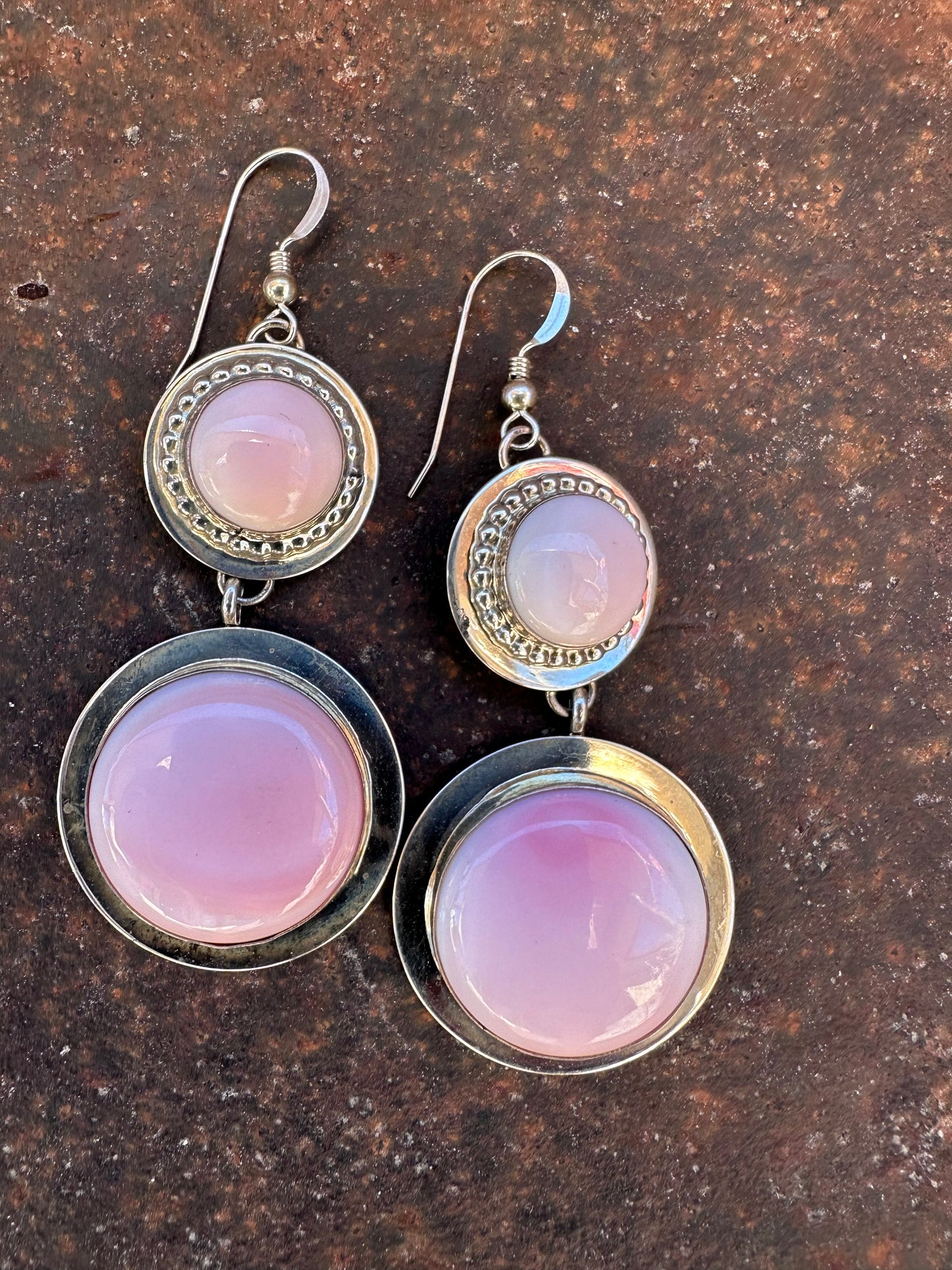 Pink Conch Shell Sterling Silver Hook Earrings